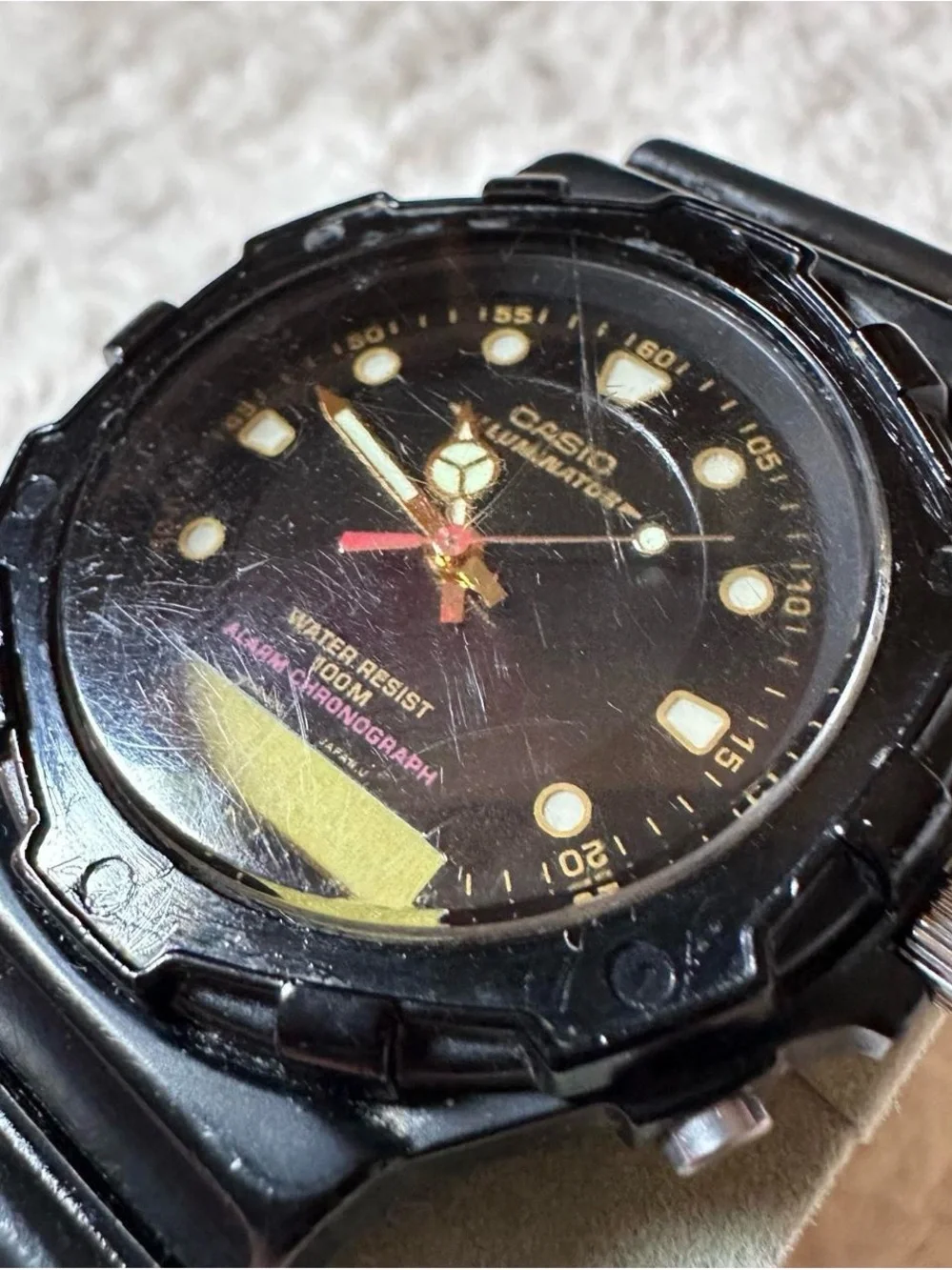 Vintage Casio Illuminator Black Water-Resistant Sport Watch